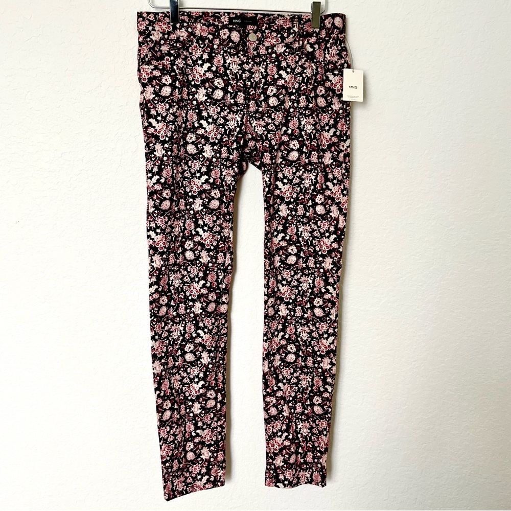 Mango Black and Pink Floral Leggings